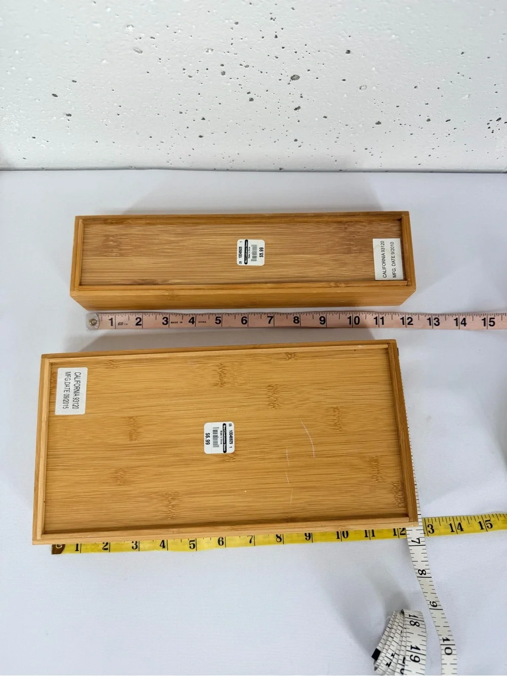 The Container Store Lot of 7 Stackable Bamboo Drawer Organizers